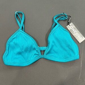 *New With Tags* OneOne Bikini Top Ribbed Teal Size L